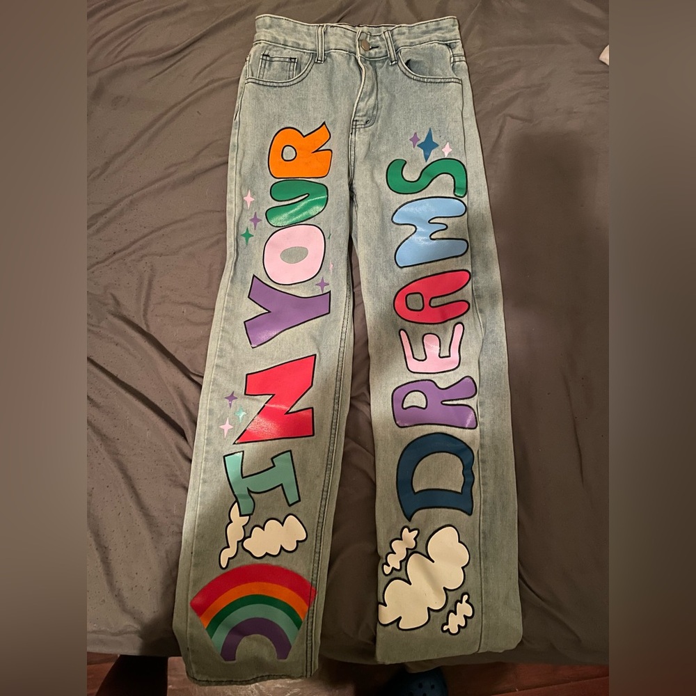 Colorful Graphic Jeans with Dream Design